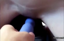 Busty chick masturbating in the car