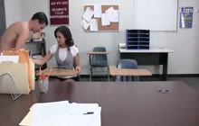 Beauty school girl fucks on classroom desk